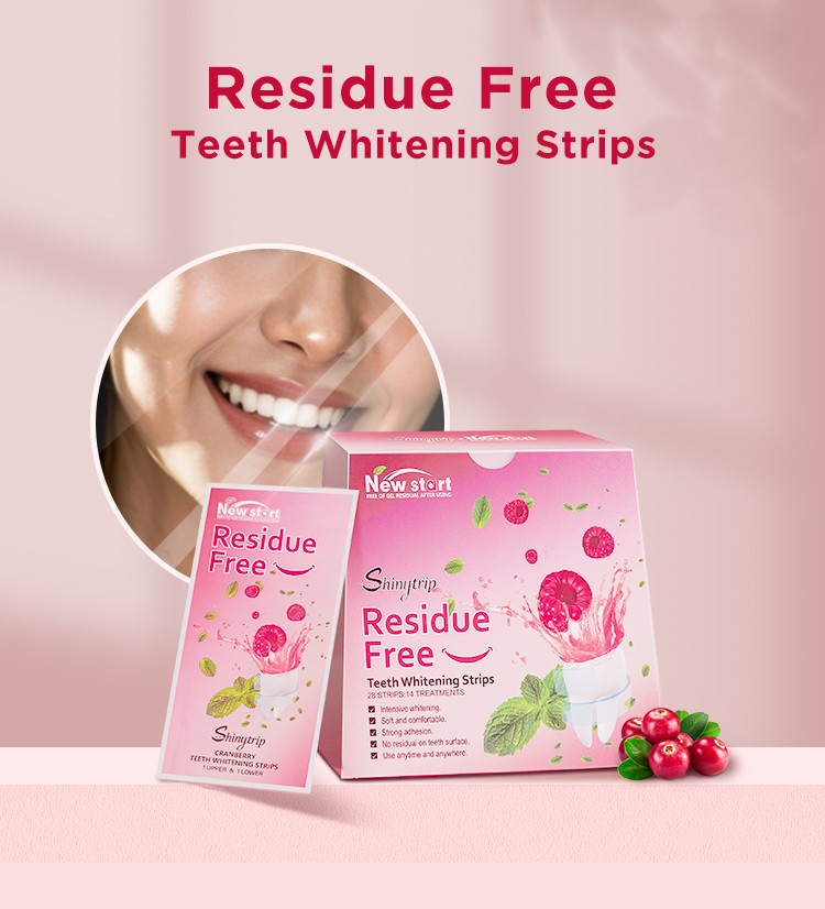 Cranberry Flavor Gel Residue Free Teeth Whitening Strips