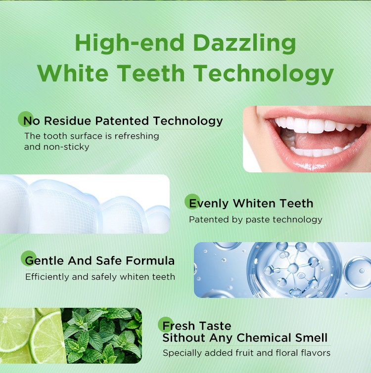 Lime Flavor Gel Residue Free Teeth Whitening Strips